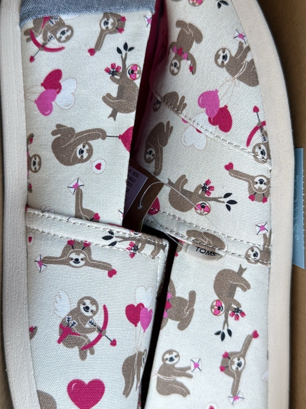 Toms teal blue shoe box with white label